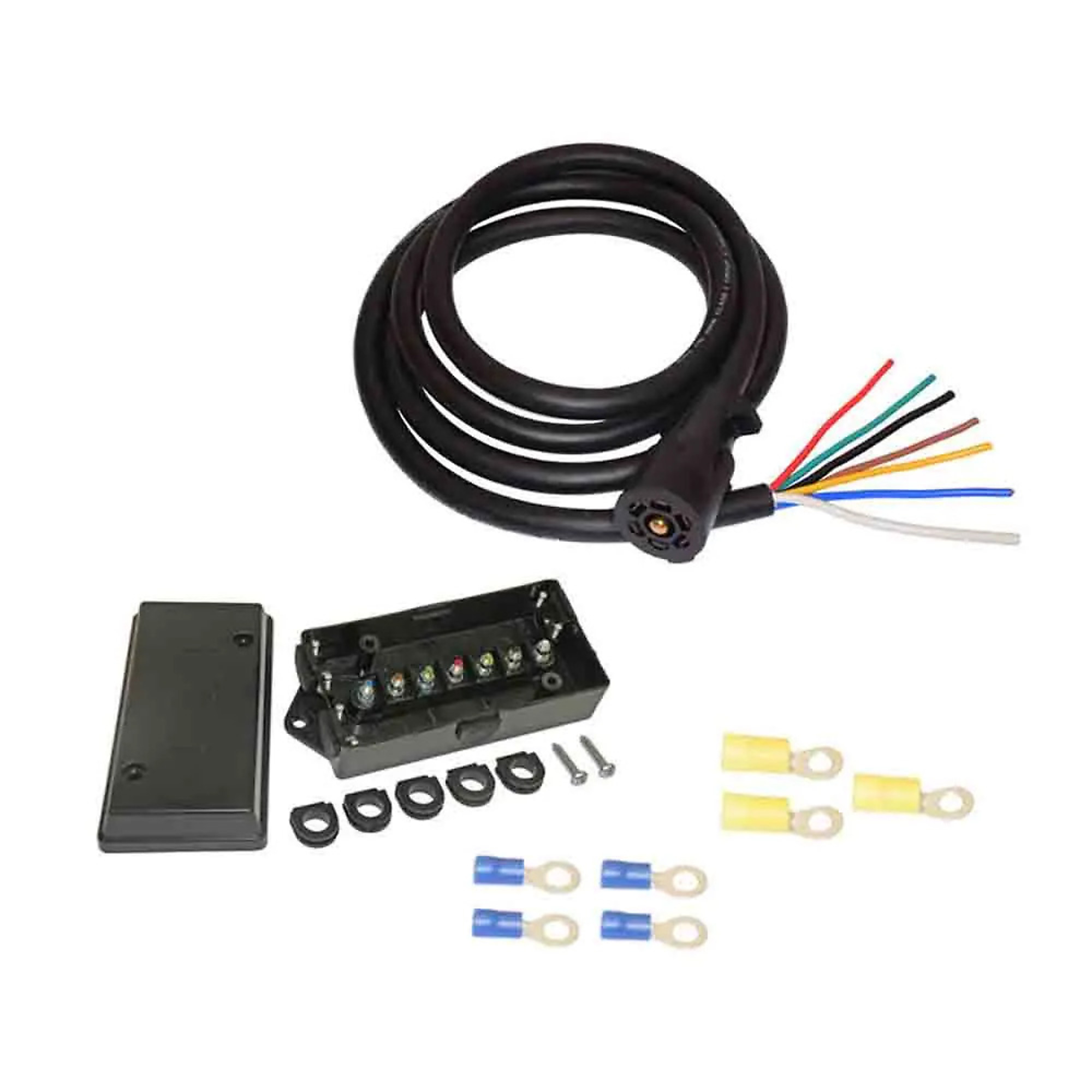 Curt Manufacturing 7-Way Plug Cord with Color-Coded Junction Box — 8ft., Water-Resistant, Model# 5067003-560